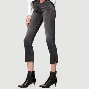 FRAME denim Le High Straight Grizzly jeans Size 25 gray faded Black studded hem